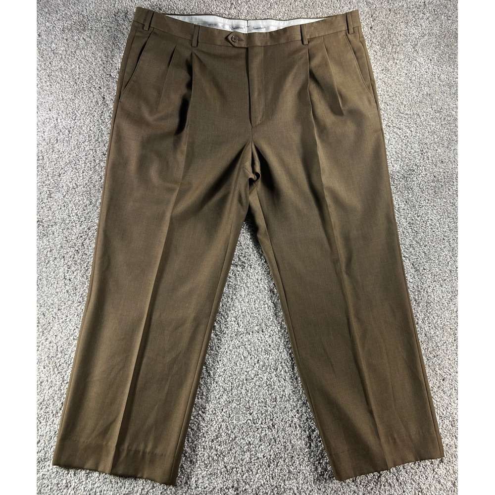 Vtg Santorelli Italy Mens 42 Luxury Serge Wool Pleated Pant Brown Made in Italy
